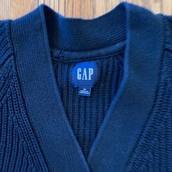 GAP Women’s Oversized Black Button-Front Woven Cotton Knit Cardigan Sweater Soft - Picture 10 of 13